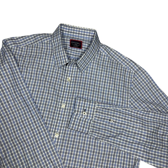 UNTUCKit Other - UNTUCKit Durif WF Mens Large Slim Fit Blue Gingham Wrinkle Free Button Down